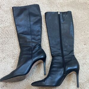 Schutz Magalli Knee-High Leather Boots Black